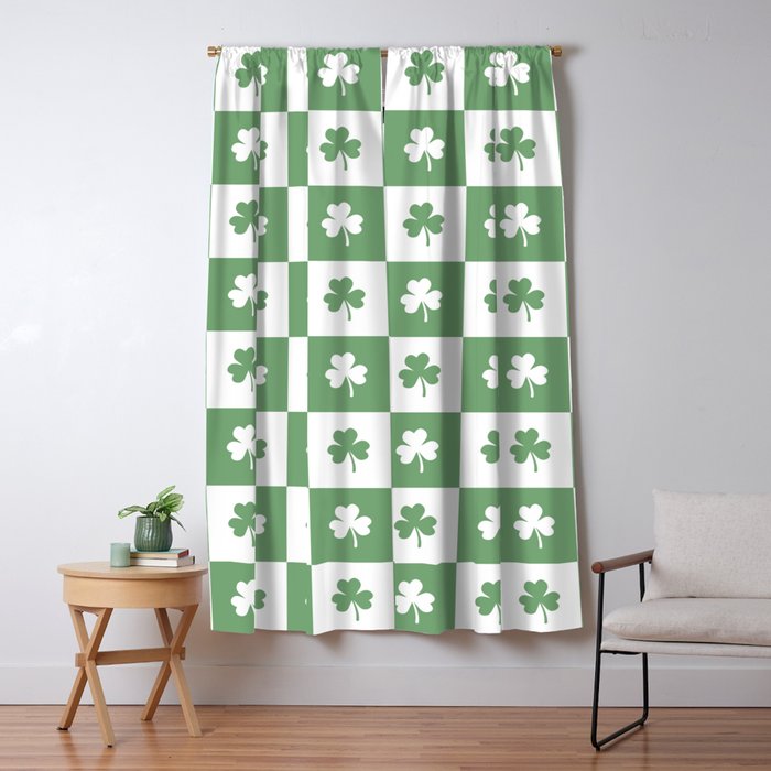 Shamrock Checkered Pattern Window Curtain Gallery Image 5
