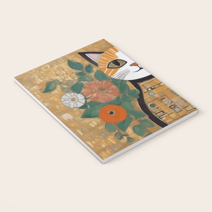 Klimt Cat with Colorful Flowers in a Geometric Vase Notebook Gallery Image 3