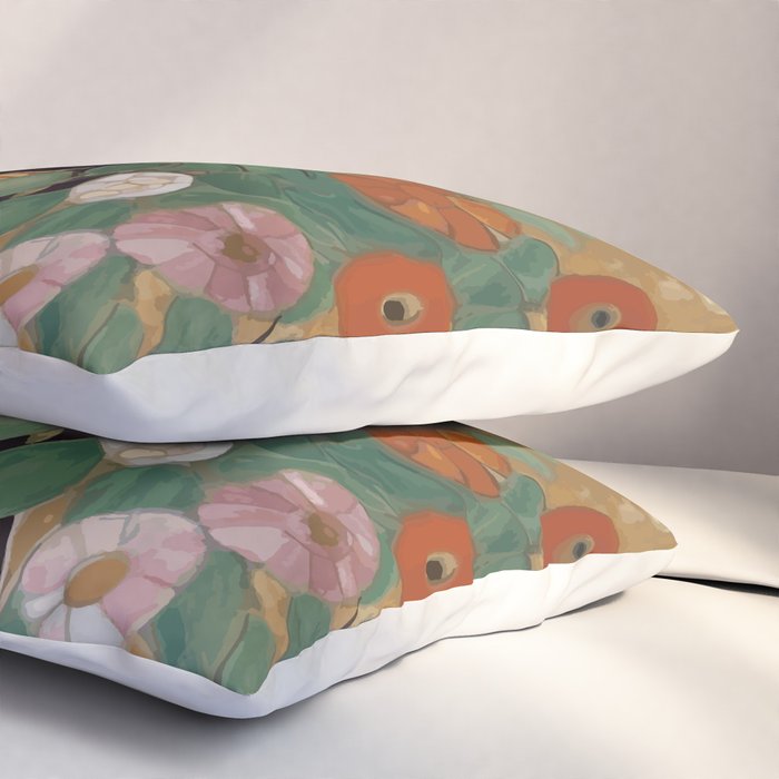 Klimt Cat with Colorful Flowers in a Geometric Vase Pillow Sham Gallery Image 3
