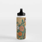 Klimt Cat with Colorful Flowers in a Geometric Vase Water Bottle Gallery Image 3