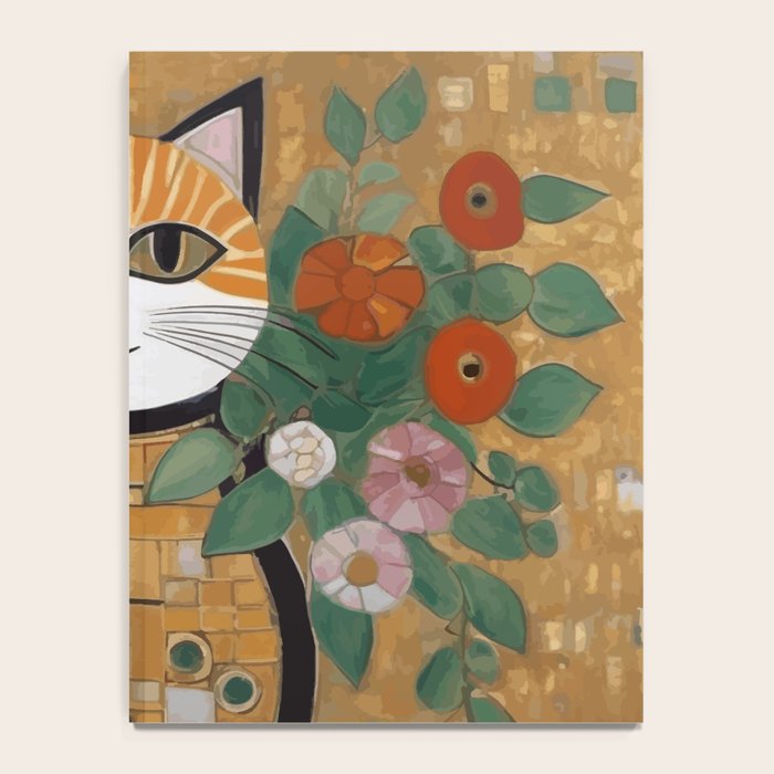 Klimt Cat with Colorful Flowers in a Geometric Vase Notebook Gallery Image 4