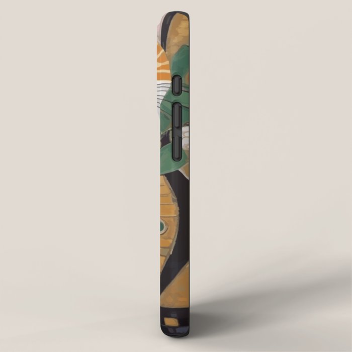 Klimt Cat with Colorful Flowers in a Geometric Vase iPhone Case Gallery Image 2