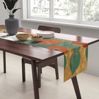 Klimt Cat with Colorful Flowers in a Geometric Vase Table Runner Gallery Image 2