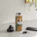Klimt Cat with Colorful Flowers in a Geometric Vase Water Bottle Gallery Image 4