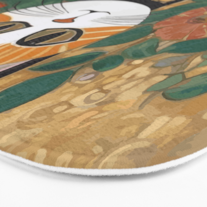 Klimt Cat with Colorful Flowers in a Geometric Vase Bath Mat Gallery Image 3