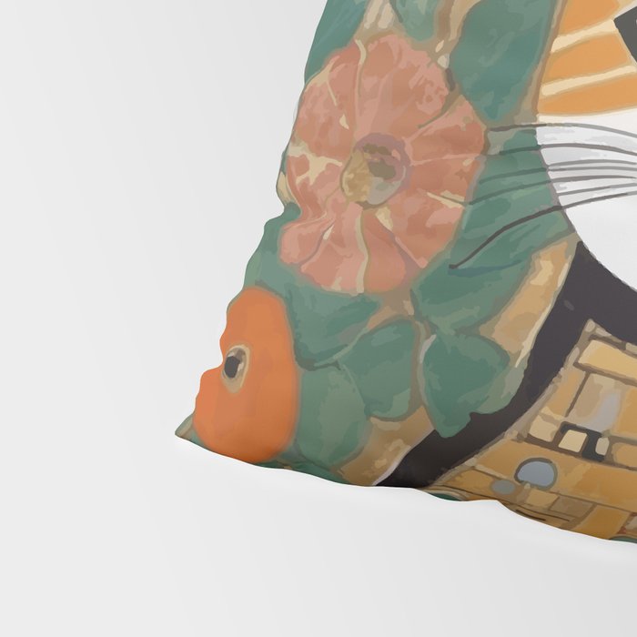 Klimt Cat with Colorful Flowers in a Geometric Vase Pillow Sham Gallery Image 4