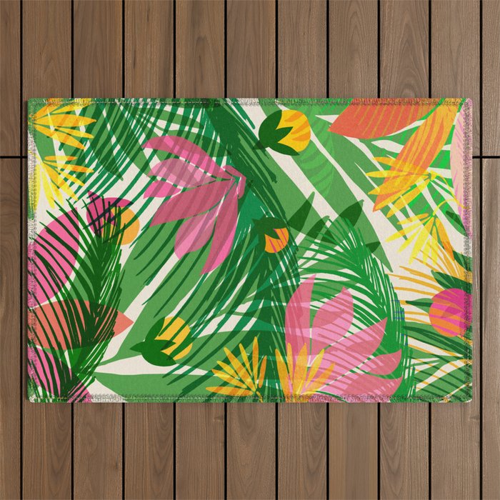 Modern Breezy Hawaiian Print  Outdoor Rug Gallery Image 1