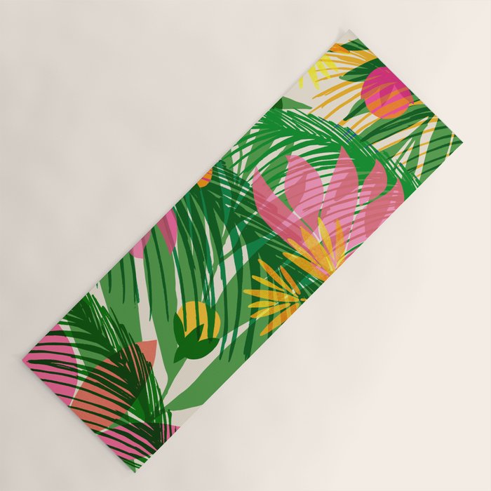Modern Breezy Hawaiian Print  Yoga Mat Gallery Image 1