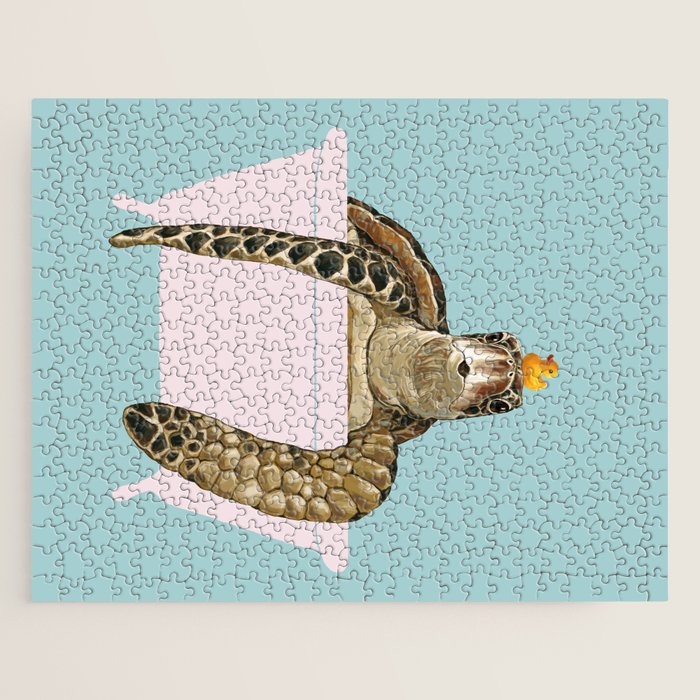 Sea Turtle in Bathtub in Blue Jigsaw Puzzle Gallery Image 1