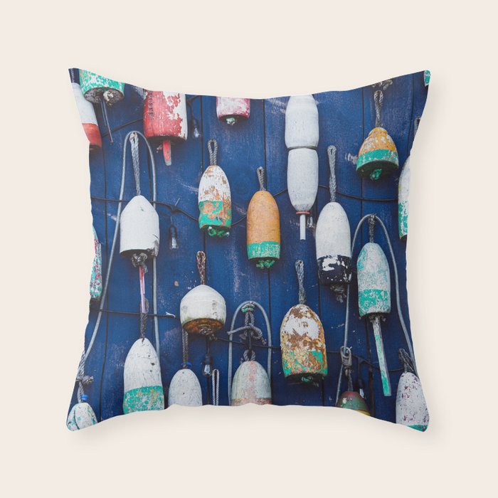 Maine Lobster Buoys Throw Pillow Gallery Image 1