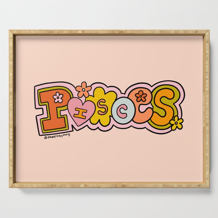 Pisces Doodle Letters Serving Tray Gallery Image 1