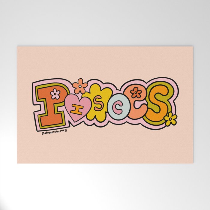 Pisces Doodle Letters Welcome Mat Gallery Image 1