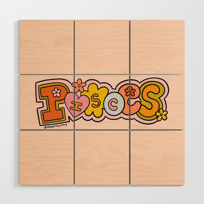 Pisces Doodle Letters Wood Wall Art Gallery Image 1