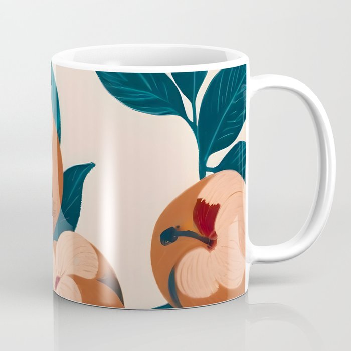 Half-Eaten Peaches, Vintage Botanical Illustration, Jungle Forest Fruits Nature, Eclectic Bohemian Plants Coffee Mug Gallery Image 1