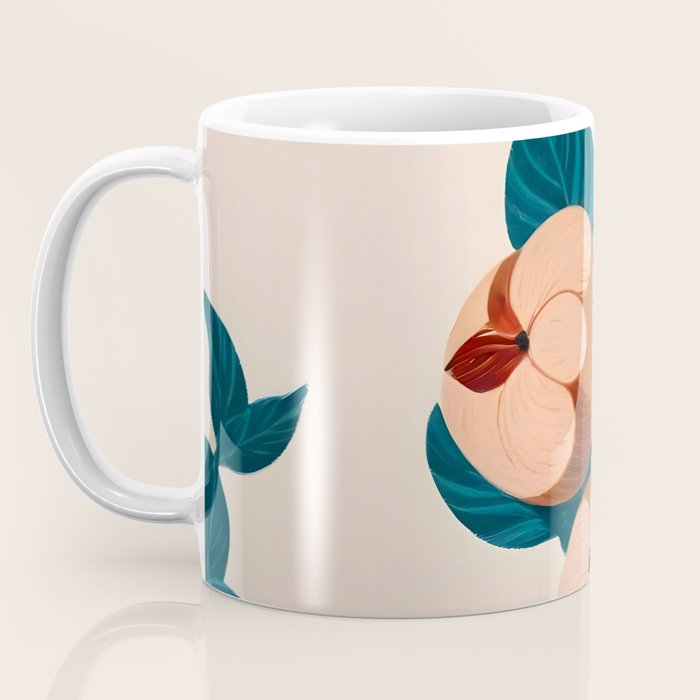 Half-Eaten Peaches, Vintage Botanical Illustration, Jungle Forest Fruits Nature, Eclectic Bohemian Plants Coffee Mug Gallery Image 3