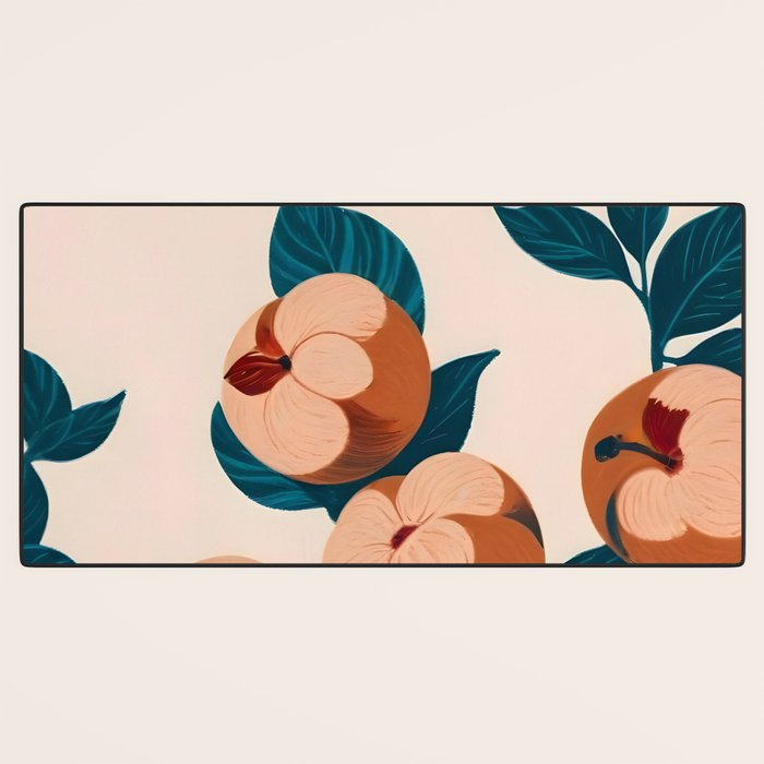 Half-Eaten Peaches, Vintage Botanical Illustration, Jungle Forest Fruits Nature, Eclectic Bohemian Plants Desk Mat Gallery Image 3