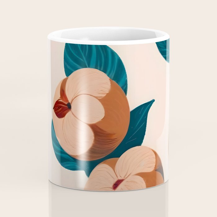 Half-Eaten Peaches, Vintage Botanical Illustration, Jungle Forest Fruits Nature, Eclectic Bohemian Plants Coffee Mug Gallery Image 4