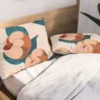 Half-Eaten Peaches, Vintage Botanical Illustration, Jungle Forest Fruits Nature, Eclectic Bohemian Plants Pillow Sham Gallery Image 2