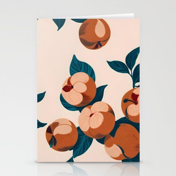 Half-Eaten Peaches, Vintage Botanical Illustration, Jungle Forest Fruits Nature, Eclectic Bohemian Plants Stationery Card Gallery Image 2