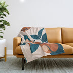Half-Eaten Peaches, Vintage Botanical Illustration, Jungle Forest Fruits Nature, Eclectic Bohemian Plants Throw Blanket Gallery Image 1