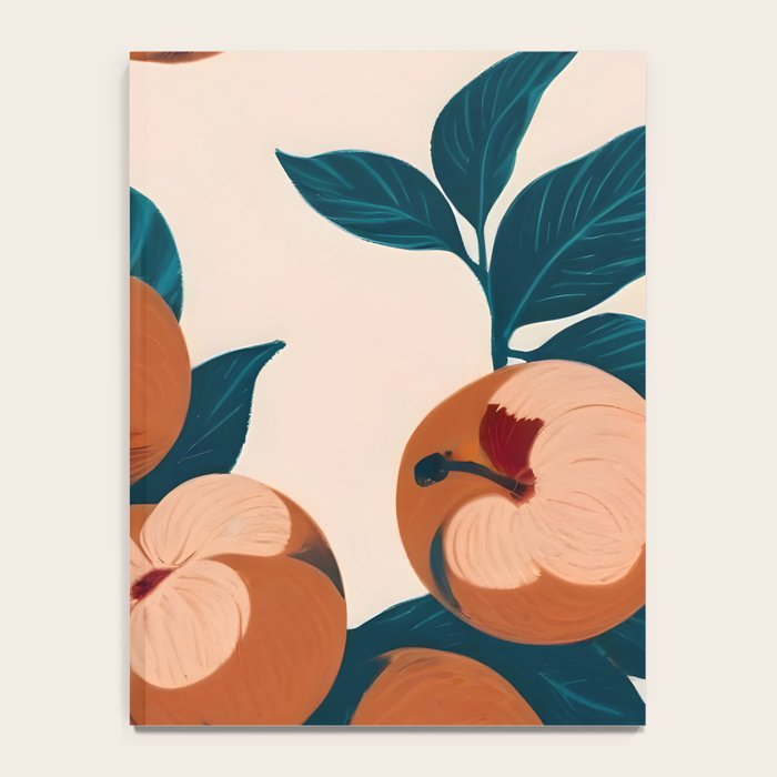 Half-Eaten Peaches, Vintage Botanical Illustration, Jungle Forest Fruits Nature, Eclectic Bohemian Plants Notebook Gallery Image 4