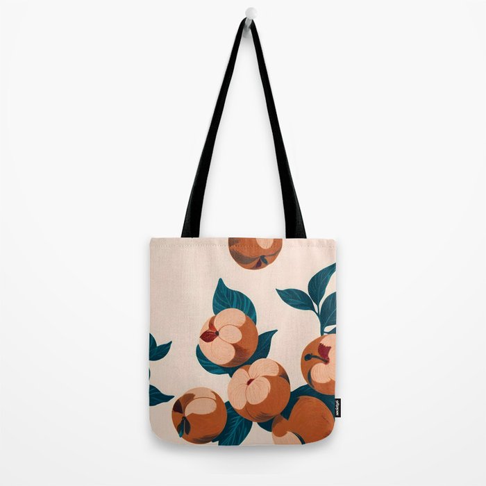 Half-Eaten Peaches, Vintage Botanical Illustration, Jungle Forest Fruits Nature, Eclectic Bohemian Plants Tote Bag Gallery Image 2