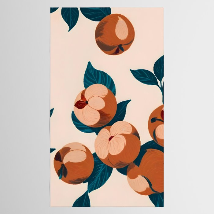 Half-Eaten Peaches, Vintage Botanical Illustration, Jungle Forest Fruits Nature, Eclectic Bohemian Plants Tablecloth Gallery Image 2