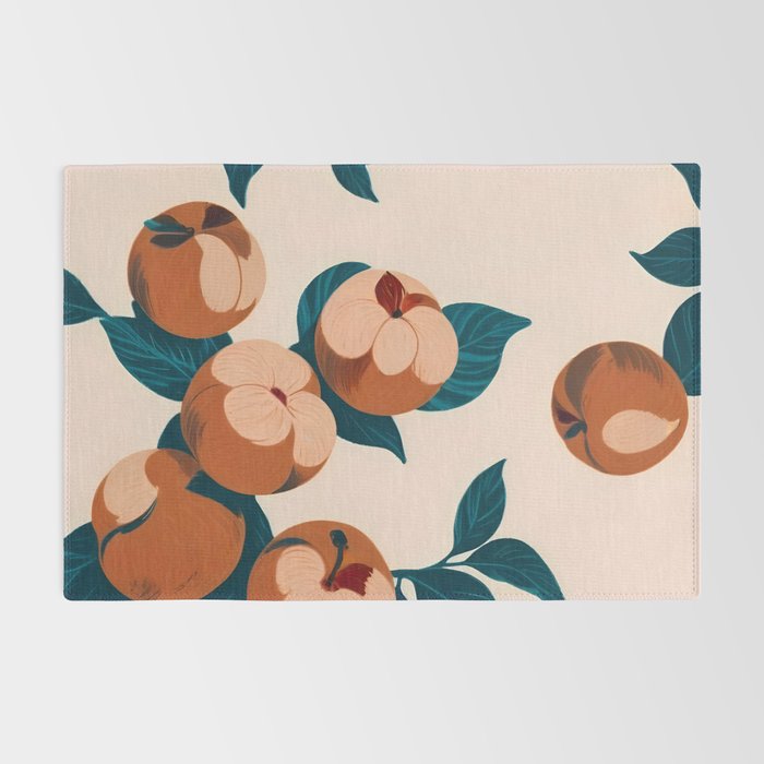 Half-Eaten Peaches, Vintage Botanical Illustration, Jungle Forest Fruits Nature, Eclectic Bohemian Plants Rug Gallery Image 2