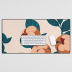 Half-Eaten Peaches, Vintage Botanical Illustration, Jungle Forest Fruits Nature, Eclectic Bohemian Plants Desk Mat Gallery Image 1