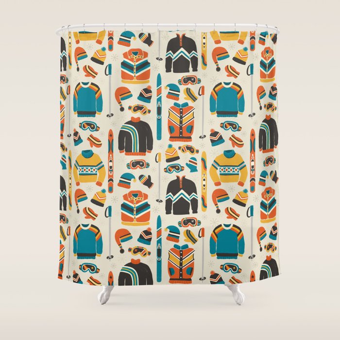 Vintage Skiwear Shower Curtain Gallery Image 1