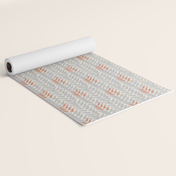 Orange and Grey Wheat Pattern Yoga Mat Gallery Image 2