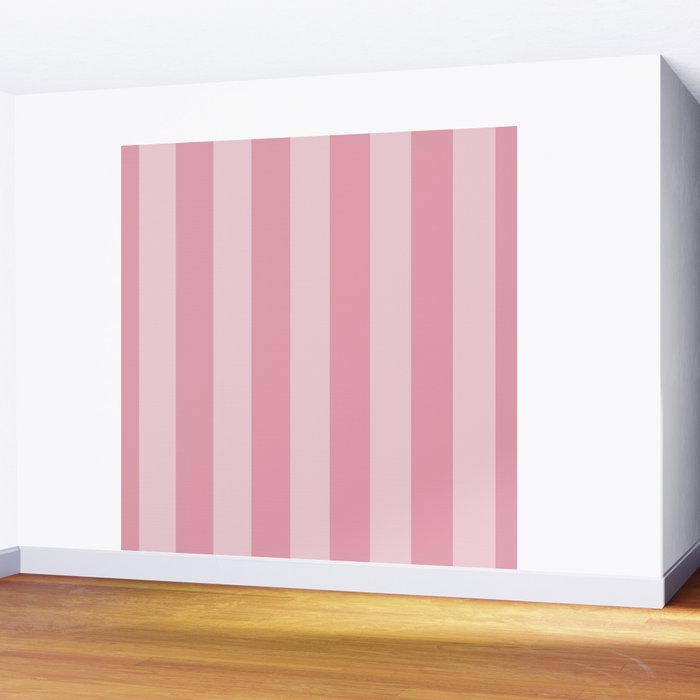 Rich Velvet Pink Rose Wide Cabana Stripes Wall Mural Gallery Image 2