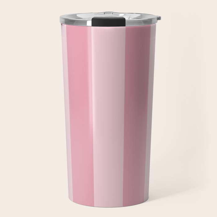 Rich Velvet Pink Rose Wide Cabana Stripes Travel Mug Gallery Image 1