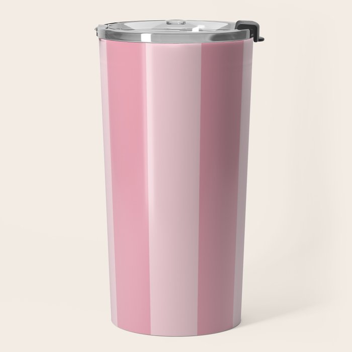Rich Velvet Pink Rose Wide Cabana Stripes Travel Mug Gallery Image 2