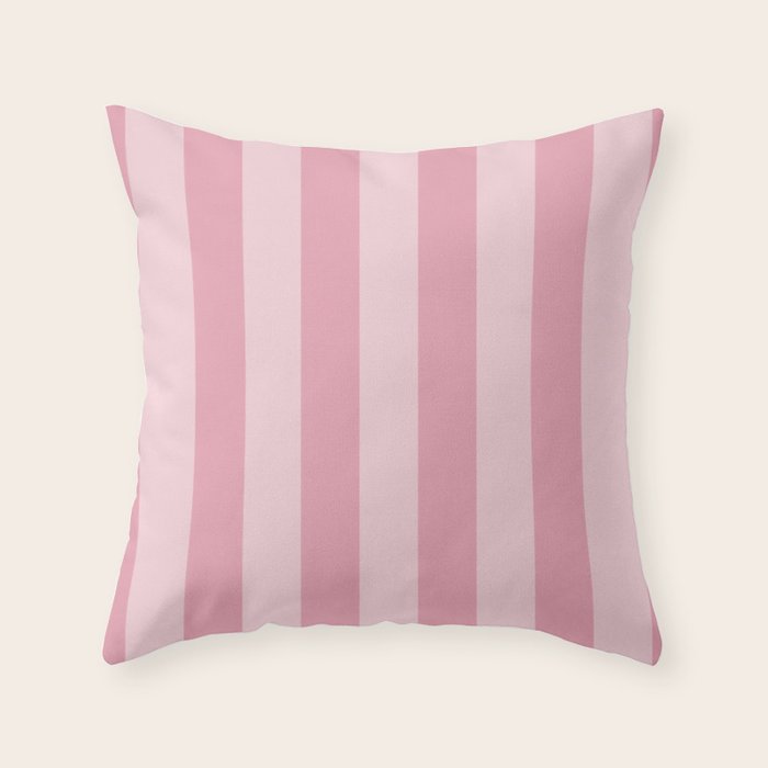 Rich Velvet Pink Rose Wide Cabana Stripes Throw Pillow Gallery Image 1