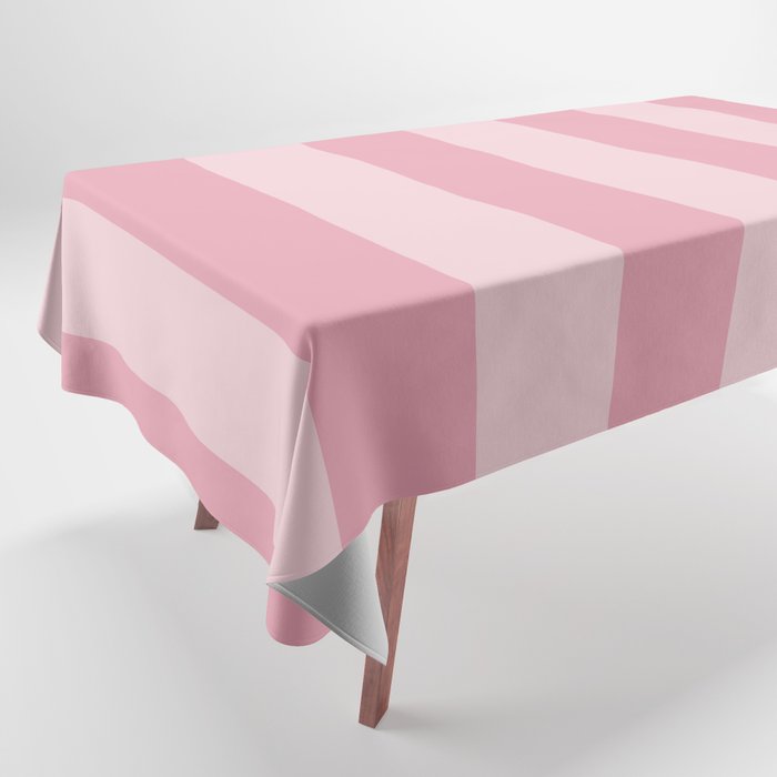 Rich Velvet Pink Rose Wide Cabana Stripes Tablecloth Gallery Image 1