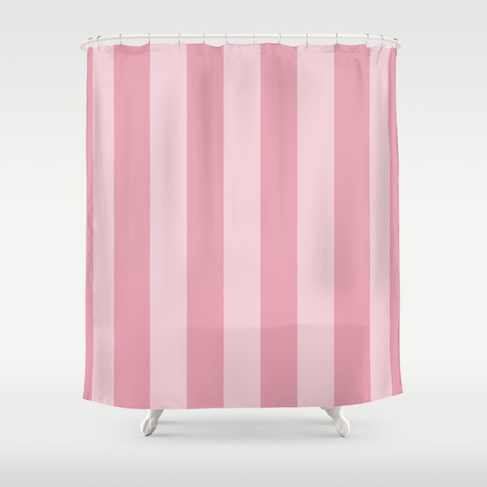 Rich Velvet Pink Rose Wide Cabana Stripes Shower Curtain Gallery Image 1
