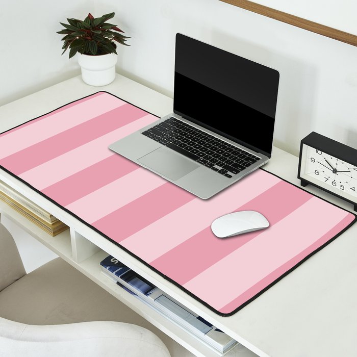 Rich Velvet Pink Rose Wide Cabana Stripes Desk Mat Gallery Image 2