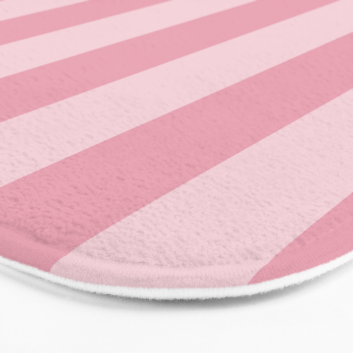 Rich Velvet Pink Rose Wide Cabana Stripes Bath Mat Gallery Image 3