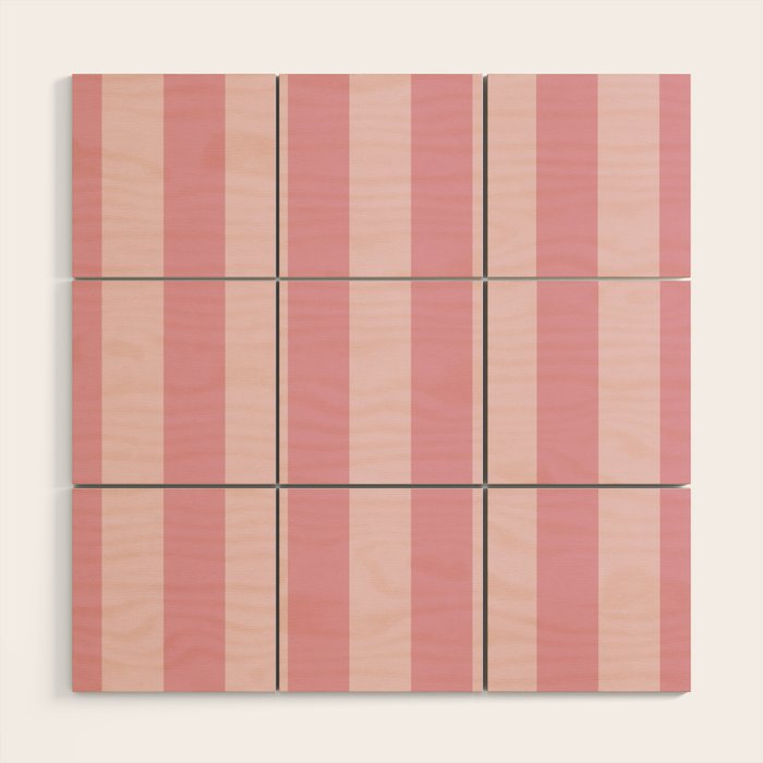 Rich Velvet Pink Rose Wide Cabana Stripes Wood Wall Art Gallery Image 1