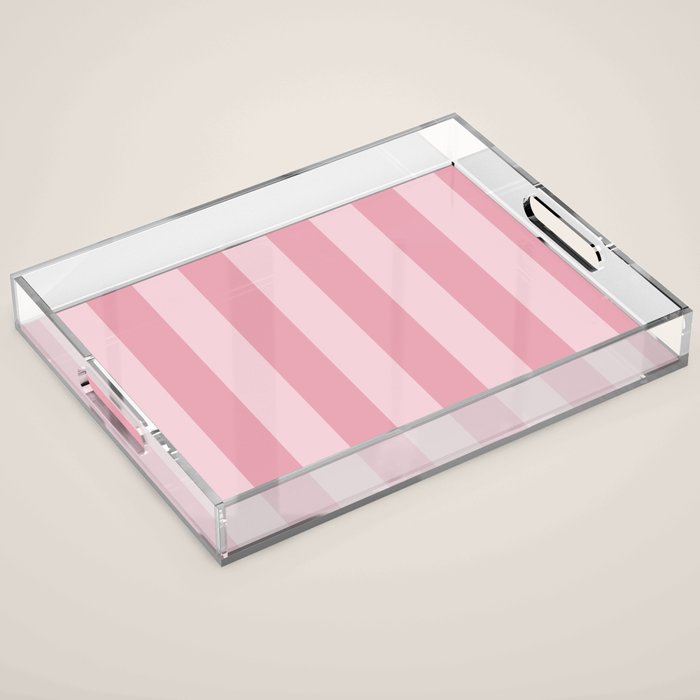 Rich Velvet Pink Rose Wide Cabana Stripes Acrylic Tray Gallery Image 1