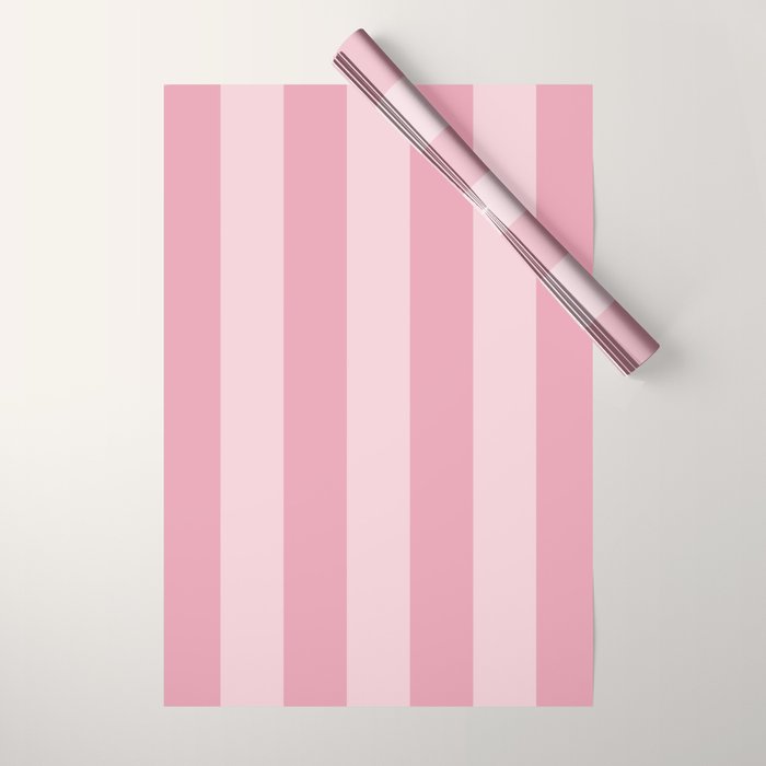 Rich Velvet Pink Rose Wide Cabana Stripes Wrapping Paper Gallery Image 1