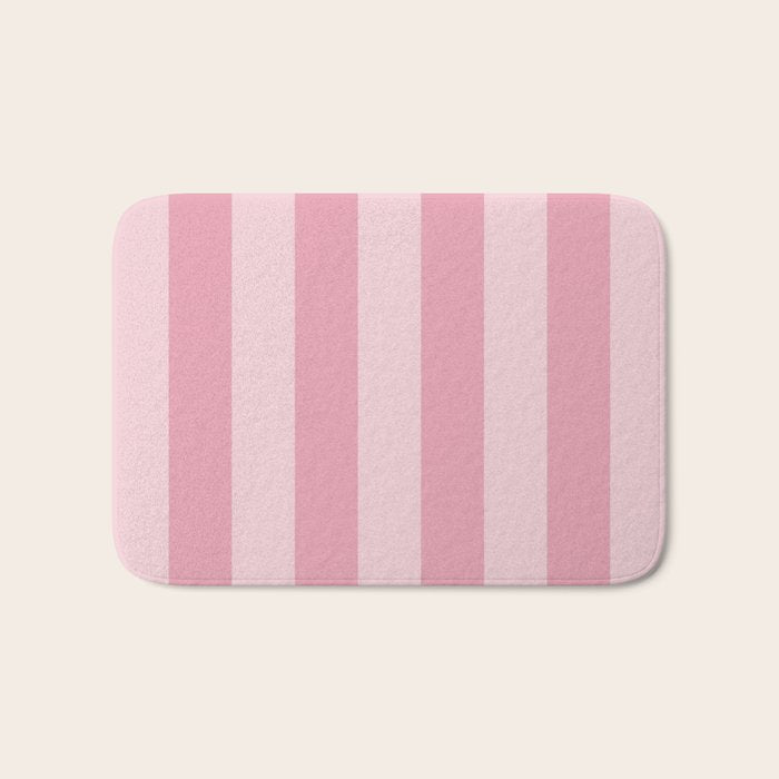 Rich Velvet Pink Rose Wide Cabana Stripes Bath Mat Gallery Image 1