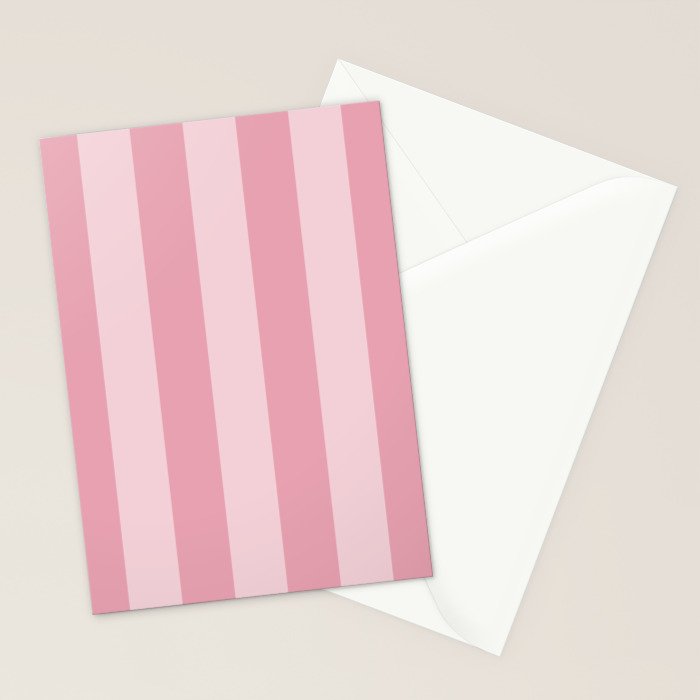 Rich Velvet Pink Rose Wide Cabana Stripes Stationery Card Gallery Image 2