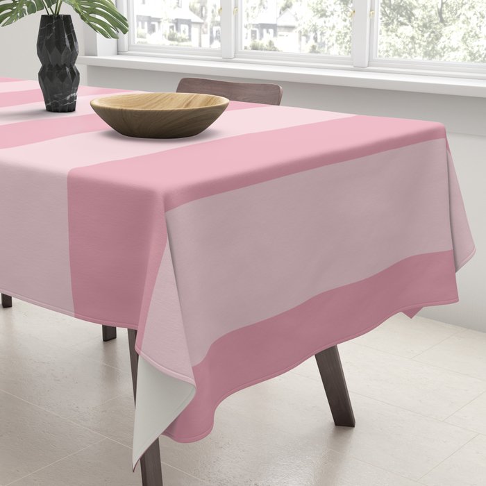 Rich Velvet Pink Rose Wide Cabana Stripes Tablecloth Gallery Image 3
