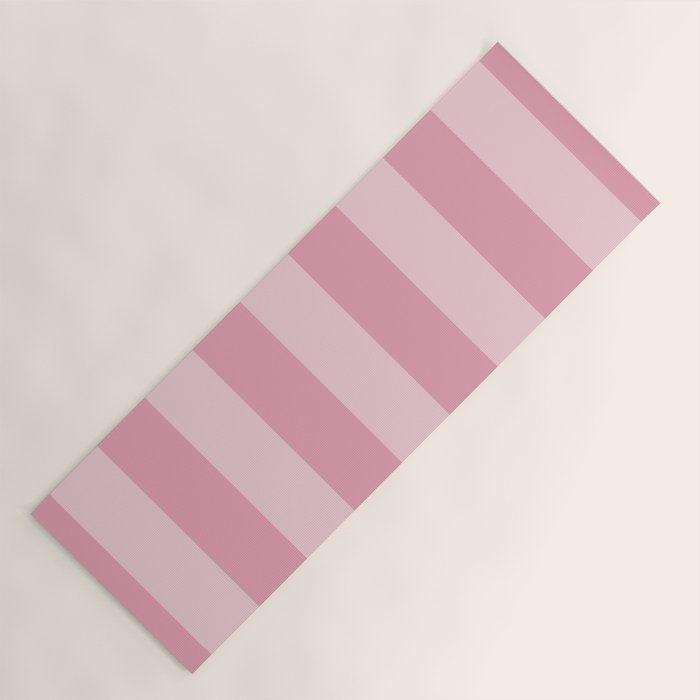 Rich Velvet Pink Rose Wide Cabana Stripes Yoga Mat Gallery Image 1