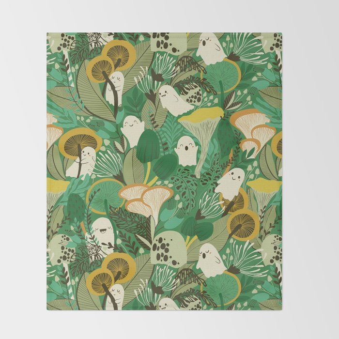 Ghost Forest Green Throw Blanket Gallery Image 2