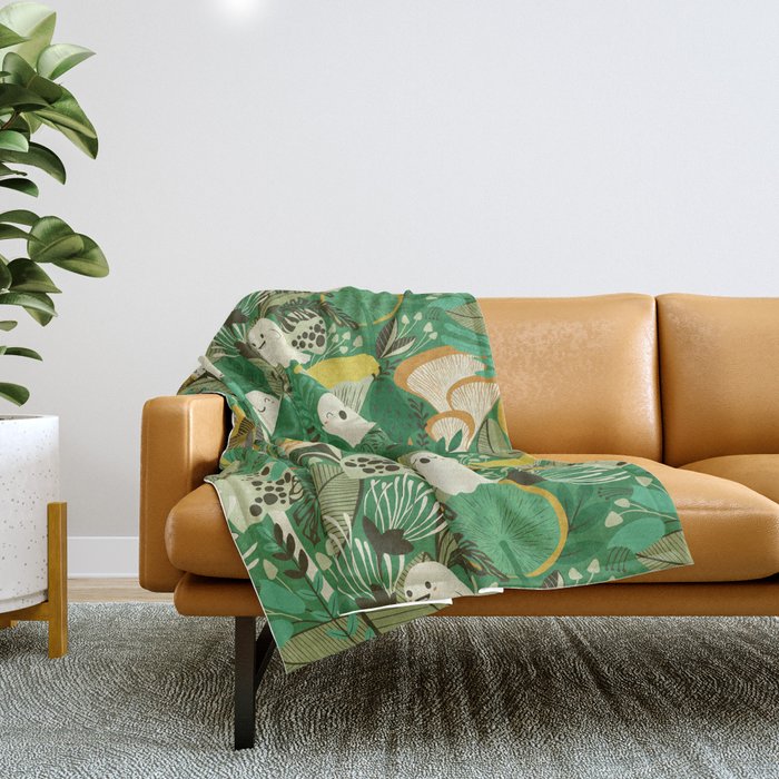 Ghost Forest Green Throw Blanket Gallery Image 1