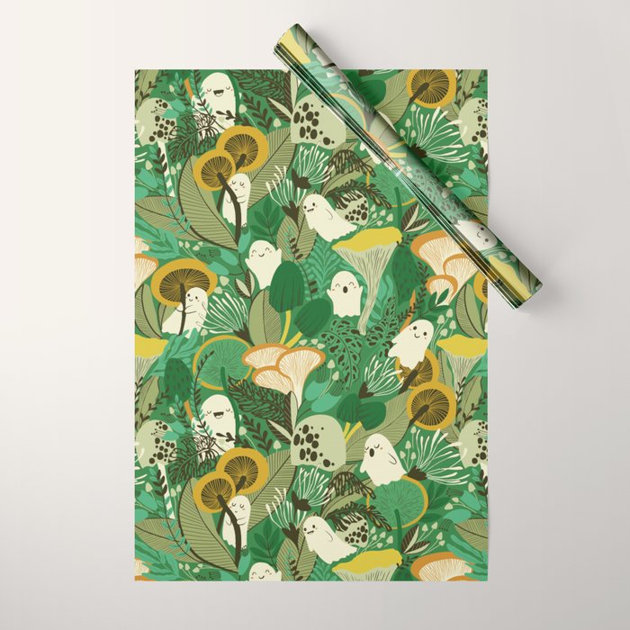 Ghost Forest Green Wrapping Paper Gallery Image 1