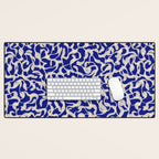 Playful strokes #1 / Beige on Blue Desk Mat Gallery Image 1